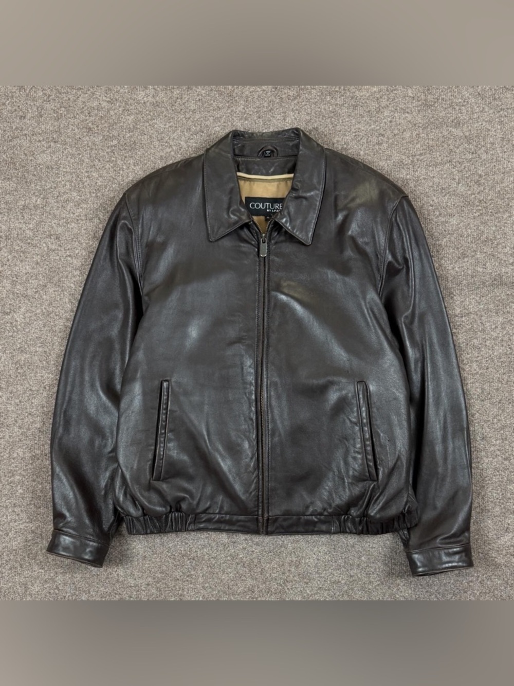 Vintage Brown Soft Genuine Leather Bomber Jacket Men’s Size XL‎ Removable Lining